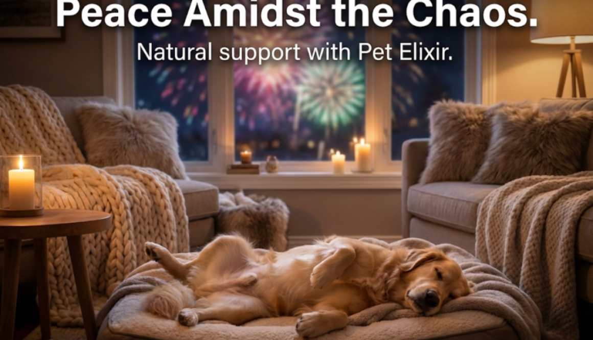 calm dog fireworks new year